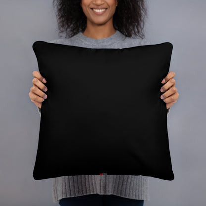 Vibrant abstract brushstroke pillow in bold colors, sustainable modern decor for any room. 18x18-back