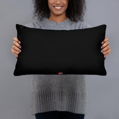 Vibrant abstract brushstroke pillow in bold colors, sustainable modern decor for any room. 20x12-back