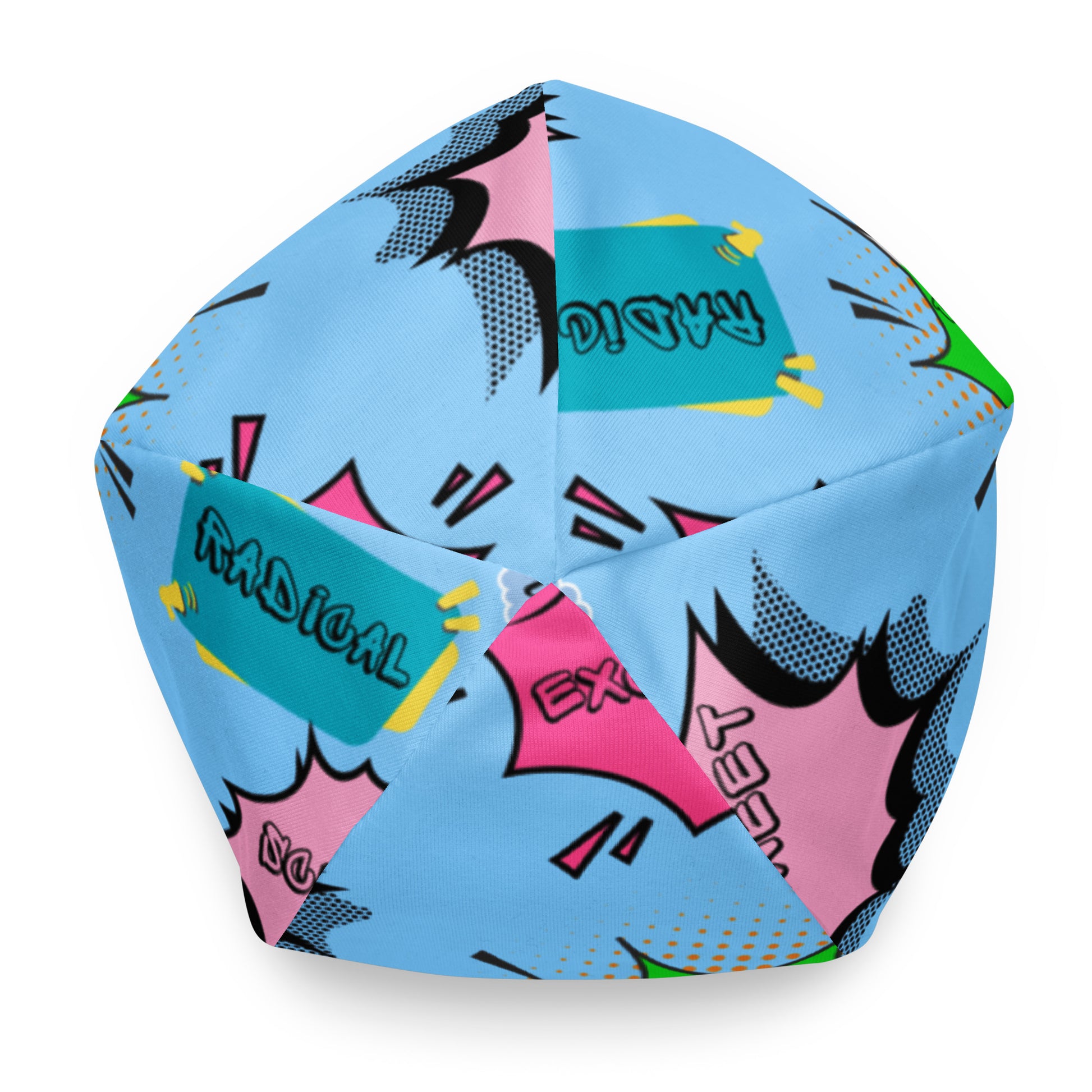 Vintage 80s pop art beanie with retro comic speech bubble design in neon colors by Hipyfi Clothes & Design Top-7