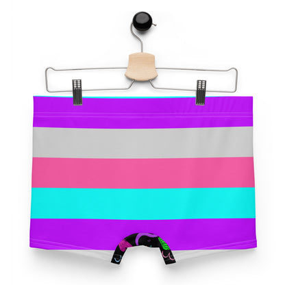Hipyfi Vibrant Retro Neon Striped Boxer Briefs – 80s style men's patterned underwear. Back-2