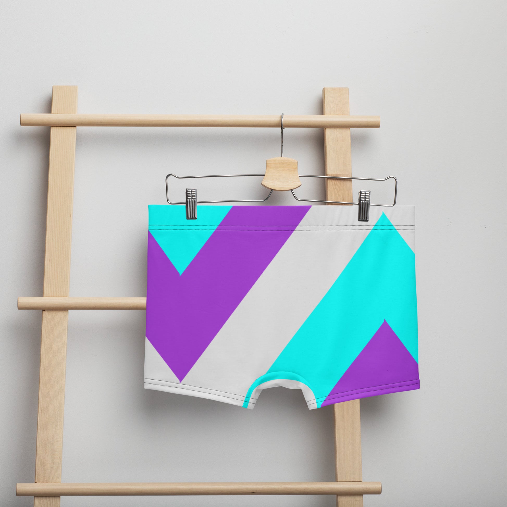 Retro neon men’s boxer briefs with graphic print – colorful 80s-inspired patterned underwear by Hipyfi Clothes & Design Back