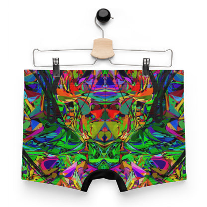 Men's abstract print boxer briefs with vibrant neon colors and black brushstroke design – Hipyfi Neon Mythos collection. Back-2