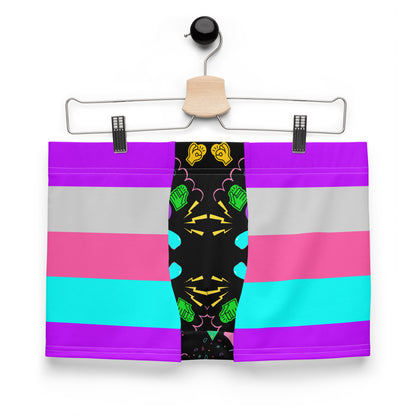 Hipyfi Vibrant Retro Neon Striped Boxer Briefs – 80s style men's patterned underwear. Front-2