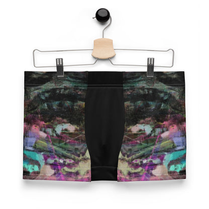 Men’s boxer briefs with vibrant abstract print in swirling brushstrokes. Soft stretch fabric, mid-rise fit – Hipyfi Clothes & Design. Front-2