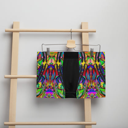Men's abstract print boxer briefs with vibrant neon colors and black brushstroke design – Hipyfi Neon Mythos collection. Front