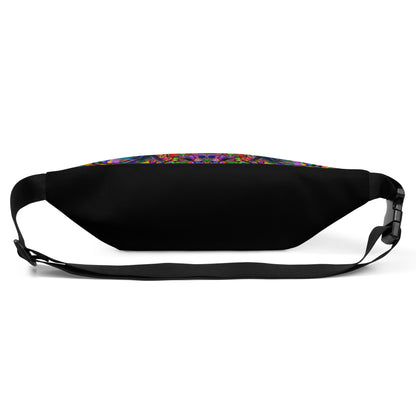 Neon Mythos unisex abstract print fanny pack by Hipyfi – colorful streetwear waist bag with bold neon art design. Back-6