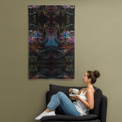 Hipyfi Chromatic Dreams Art Flag: Vibrant abstract wall decor with bold brushstrokes designed for modern interiors or festival spaces. front-2
