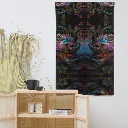 Hipyfi Chromatic Dreams Art Flag: Vibrant abstract wall decor with bold brushstrokes designed for modern interiors or festival spaces. front-4