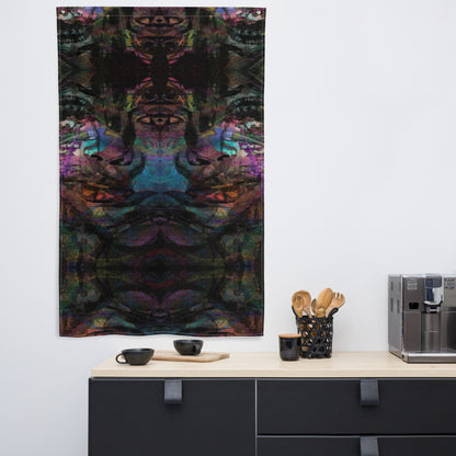 Hipyfi Chromatic Dreams Art Flag: Vibrant abstract wall decor with bold brushstrokes designed for modern interiors or festival spaces. front-5