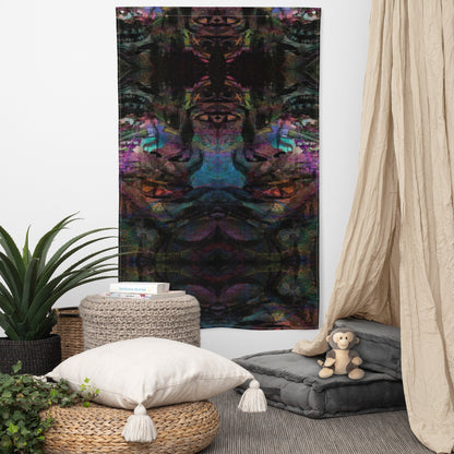 Hipyfi Chromatic Dreams Art Flag: Vibrant abstract wall decor with bold brushstrokes designed for modern interiors or festival spaces. front-6