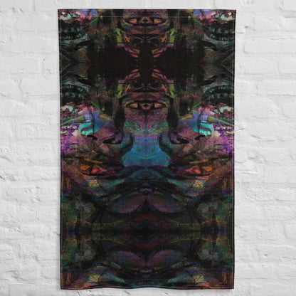 Hipyfi Chromatic Dreams Art Flag: Vibrant abstract wall decor with bold brushstrokes designed for modern interiors or festival spaces. front-8