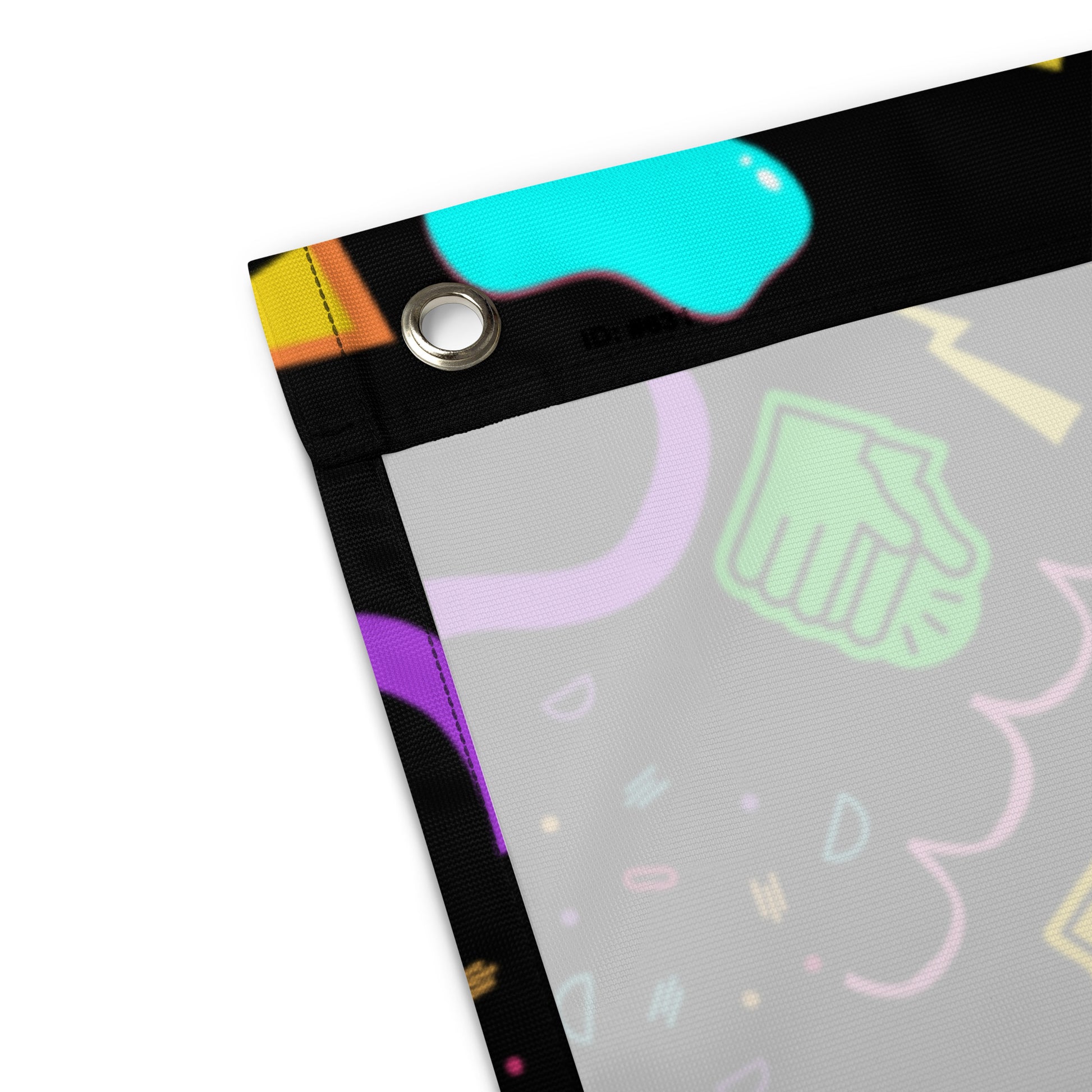 Hipyfi Pop Art Geometric Retro Flag with Colorful Abstract 80s Design on Black Background product-details-2