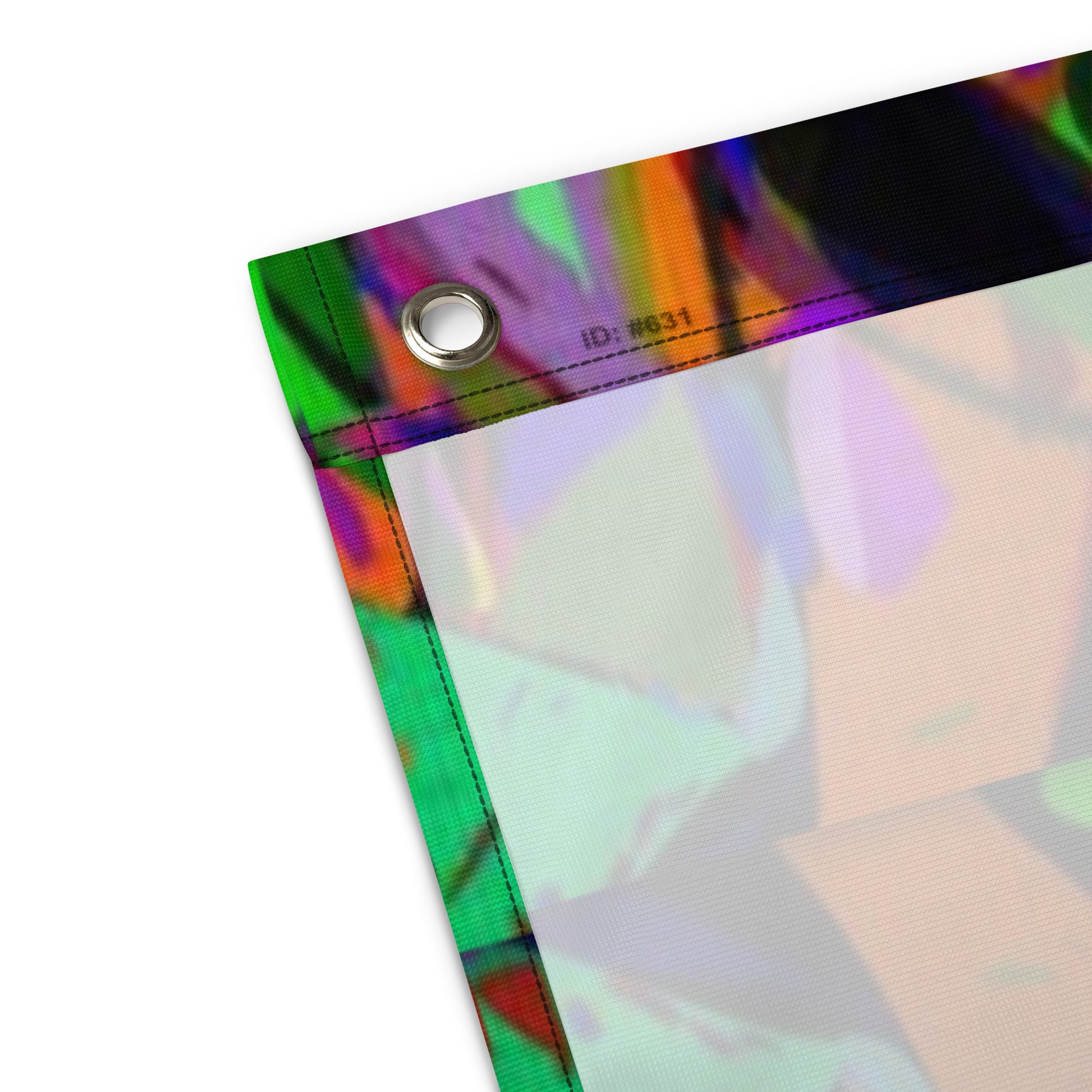 Vibrant abstract neon flag with bold colors, featuring a central black heart-shaped brushstroke, perfect for modern wall décor by Hipyfi. product-details-2