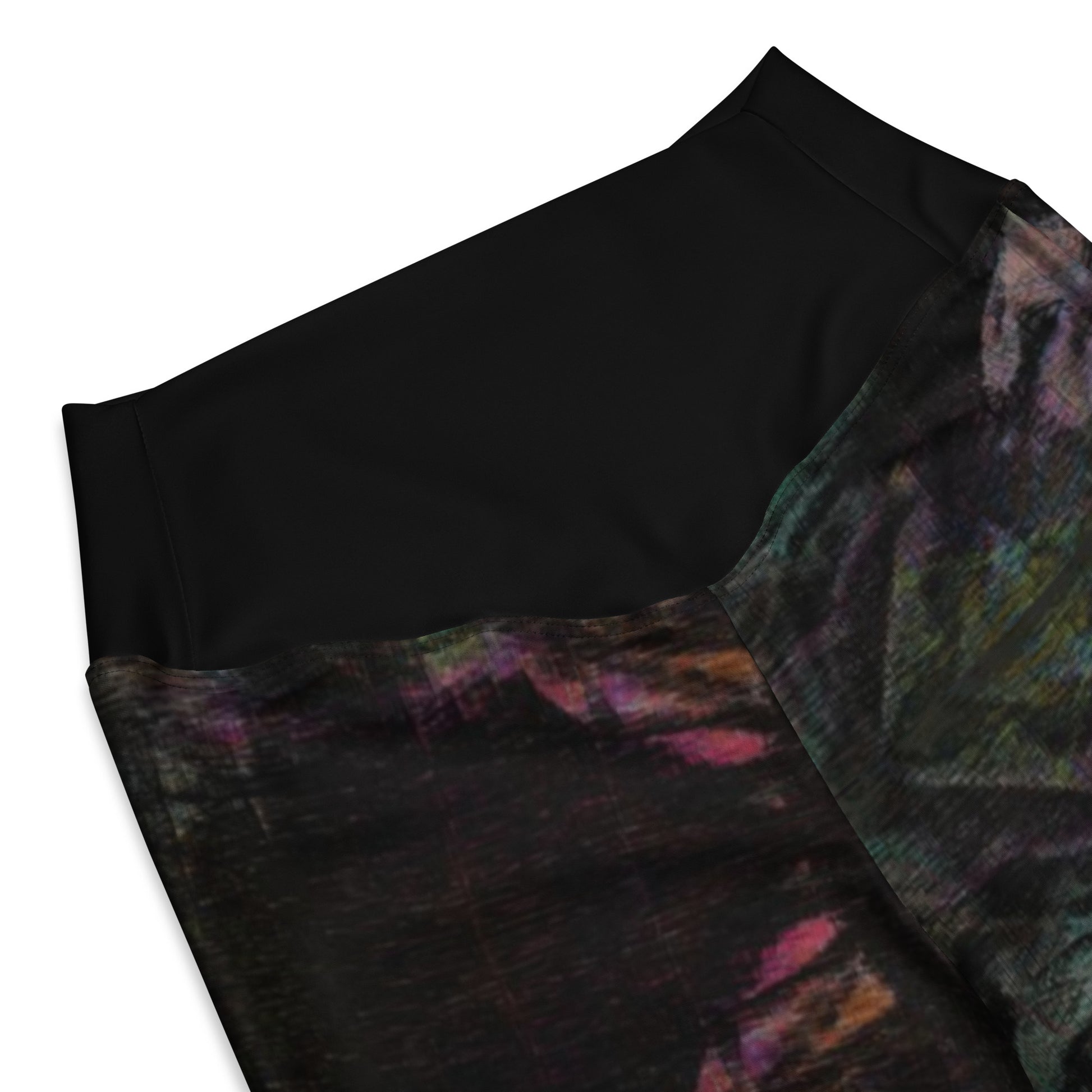 Chromatic Dreams Flare Leggings: high-waisted, vibrant abstract print, recycled fabric. Butt-lifting fit with flared legs and UPF 50+ by Hipyfi. product-details-3