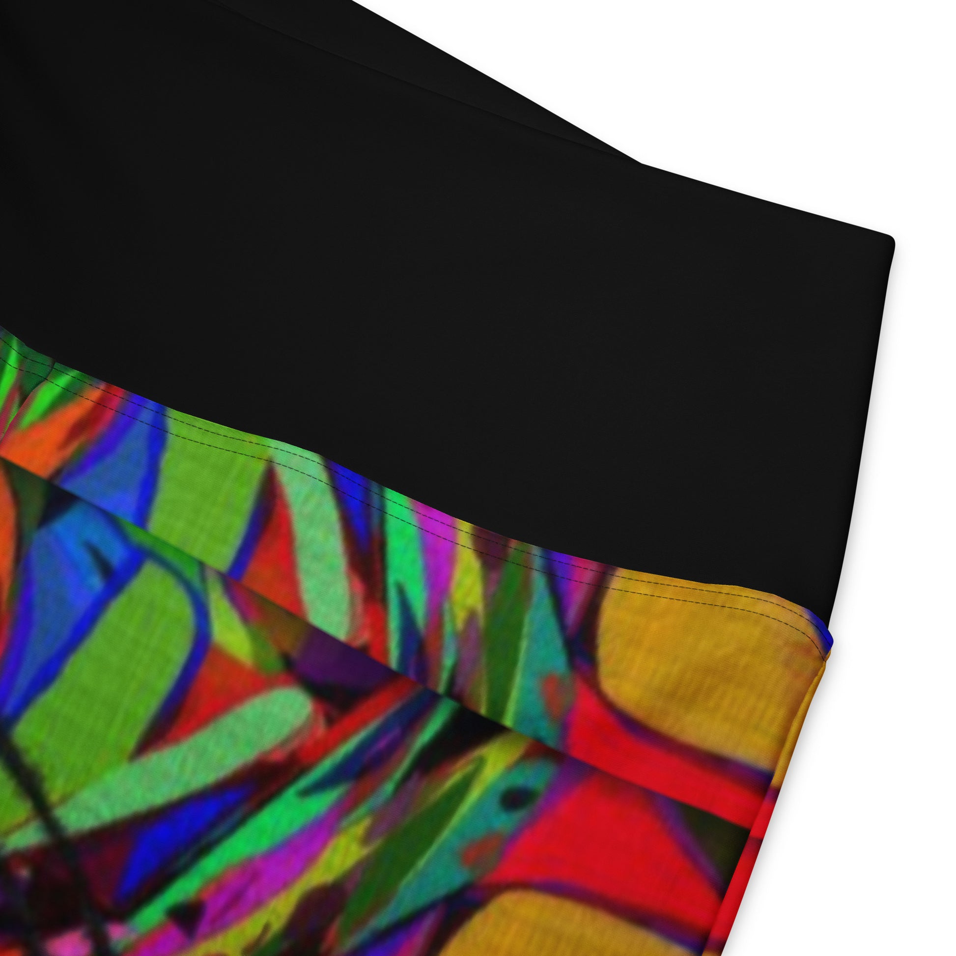 Women’s high waisted abstract flare leggings with colorful neon streetwear print – Hipyfi Neon Mythos design. product-details