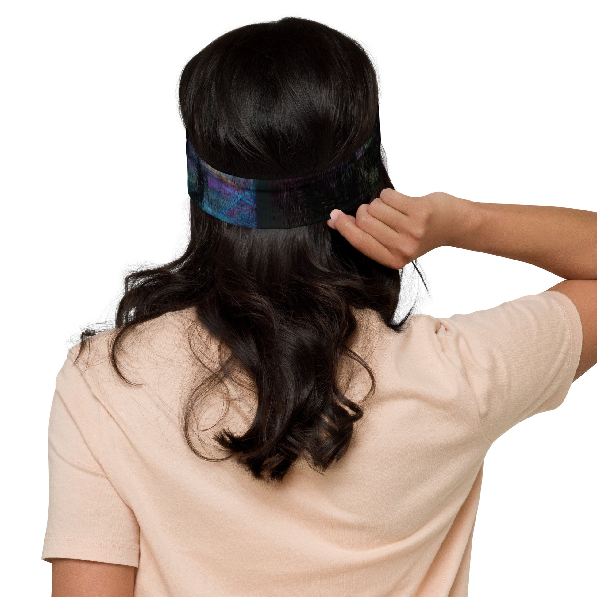 Hipyfi Chromatic Dreams Abstract Art Headband – Bold Colorful Unisex Hair Accessory with UPF 50+ & Eco-Friendly Design girl back