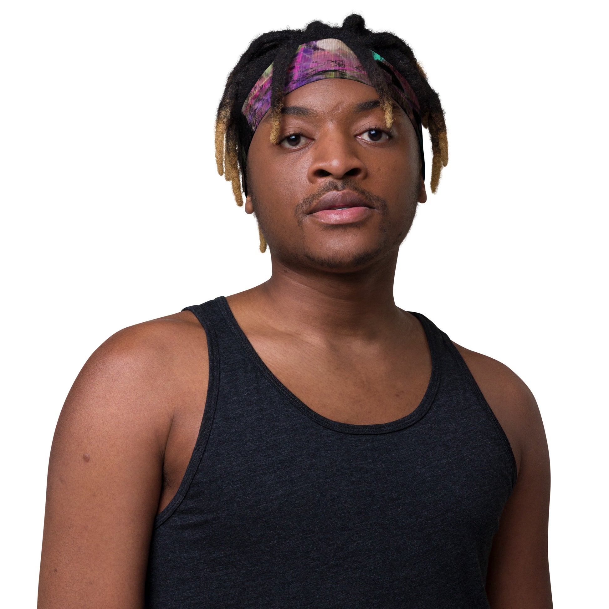 Hipyfi Chromatic Dreams Abstract Art Headband – Bold Colorful Unisex Hair Accessory with UPF 50+ & Eco-Friendly Design men front
