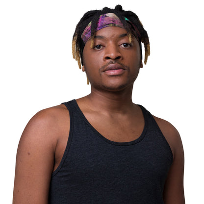 Hipyfi Chromatic Dreams Abstract Art Headband – Bold Colorful Unisex Hair Accessory with UPF 50+ & Eco-Friendly Design men front