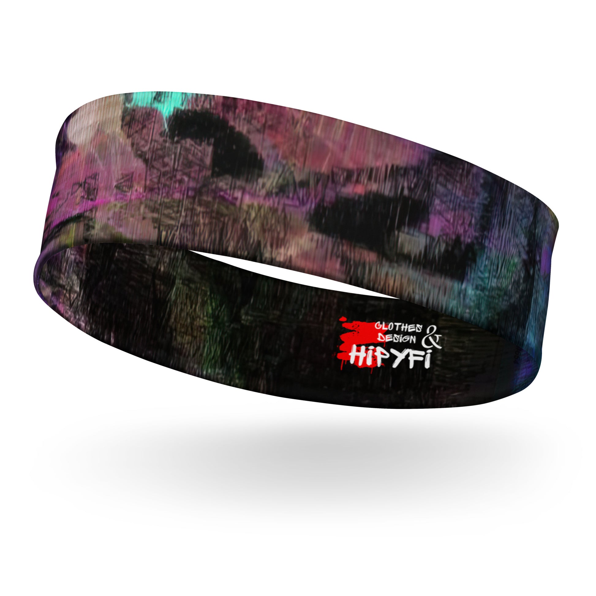 Hipyfi Chromatic Dreams Abstract Art Headband – Bold Colorful Unisex Hair Accessory with UPF 50+ & Eco-Friendly Design left front