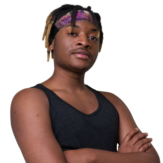 Hipyfi Chromatic Dreams Abstract Art Headband – Bold Colorful Unisex Hair Accessory with UPF 50+ & Eco-Friendly Design men right front