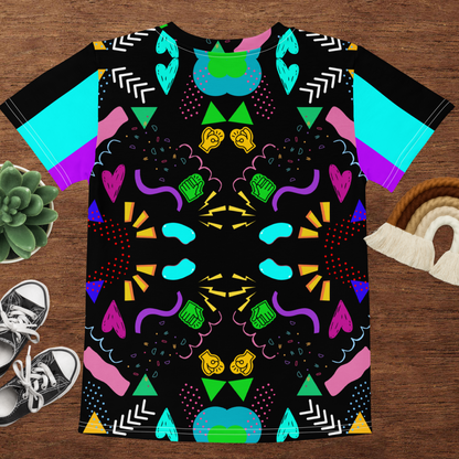 Hipyfi Retro Kids Graphic Crew Neck T-Shirt – Abstract 80s & 90s Design, colorful geometric pop art pattern for boys and girls Back