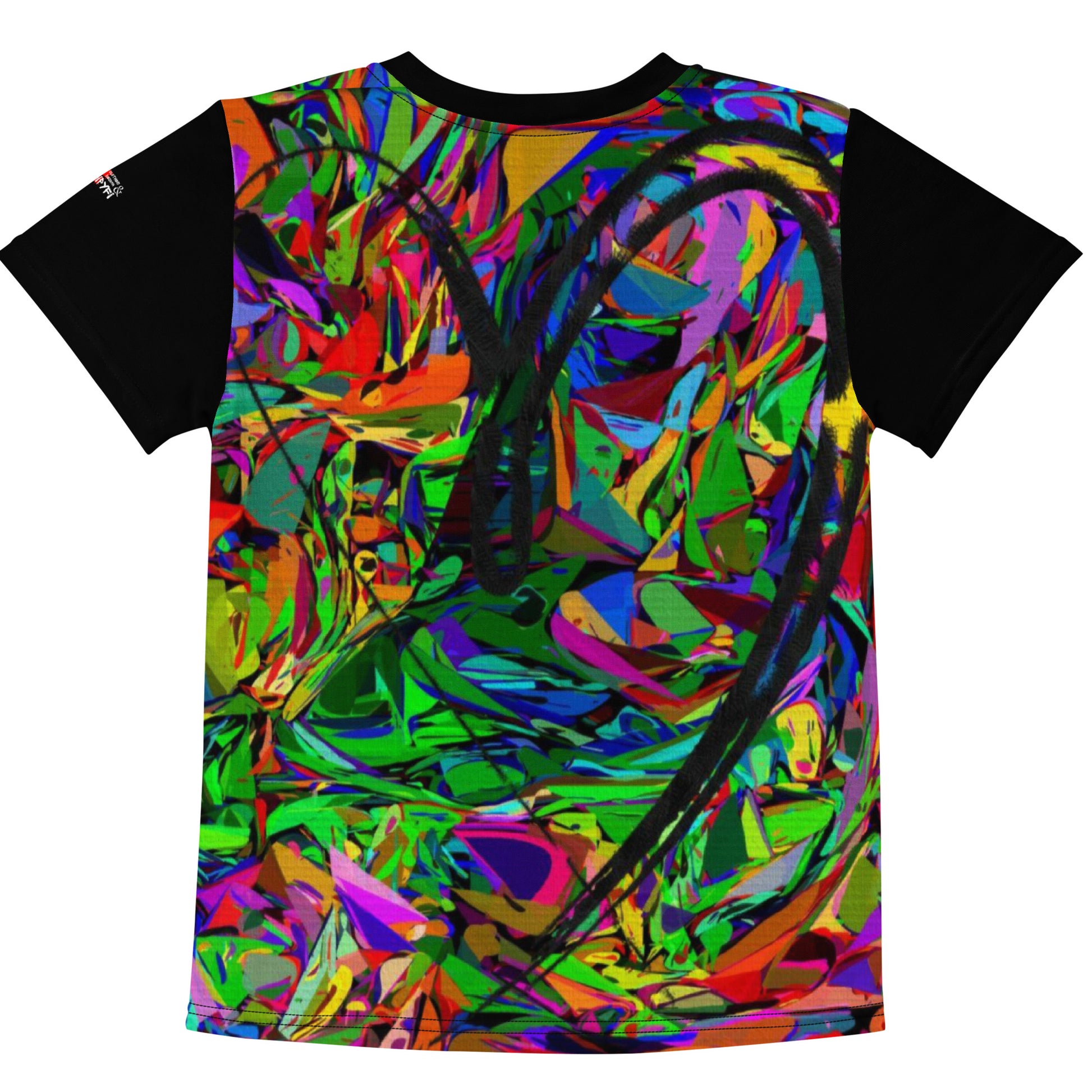 Colorful abstract kids graphic t-shirt with neon print and crew neck – Neon Mythos design by Hipyfi Clothes & Design Back-2