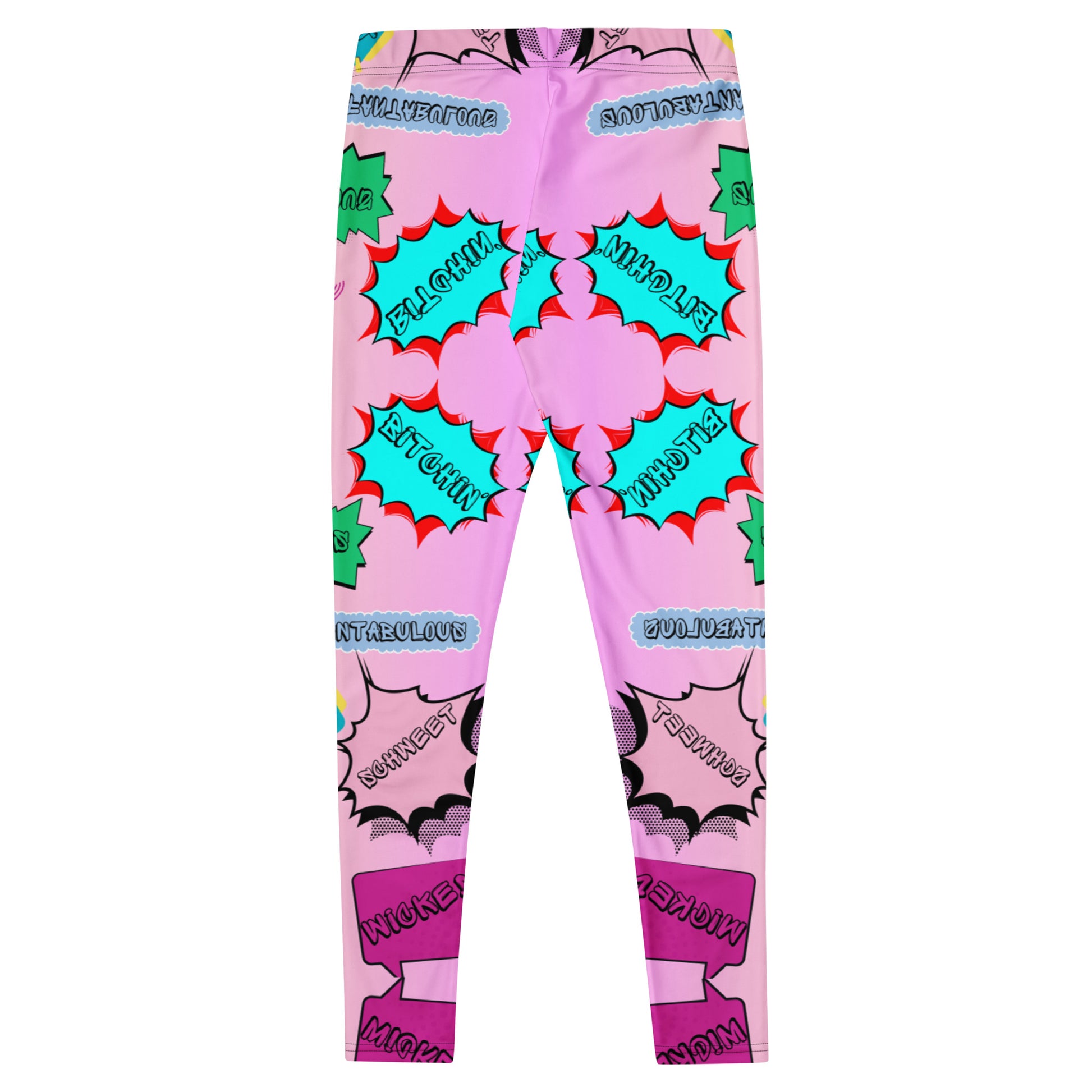 80s comic pop art leggings for women in neon retro colors by Hipyfi Clothes & Design. Back-6