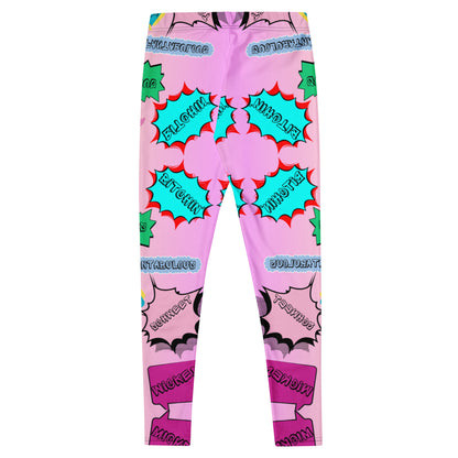 80s comic pop art leggings for women in neon retro colors by Hipyfi Clothes & Design. Back-6