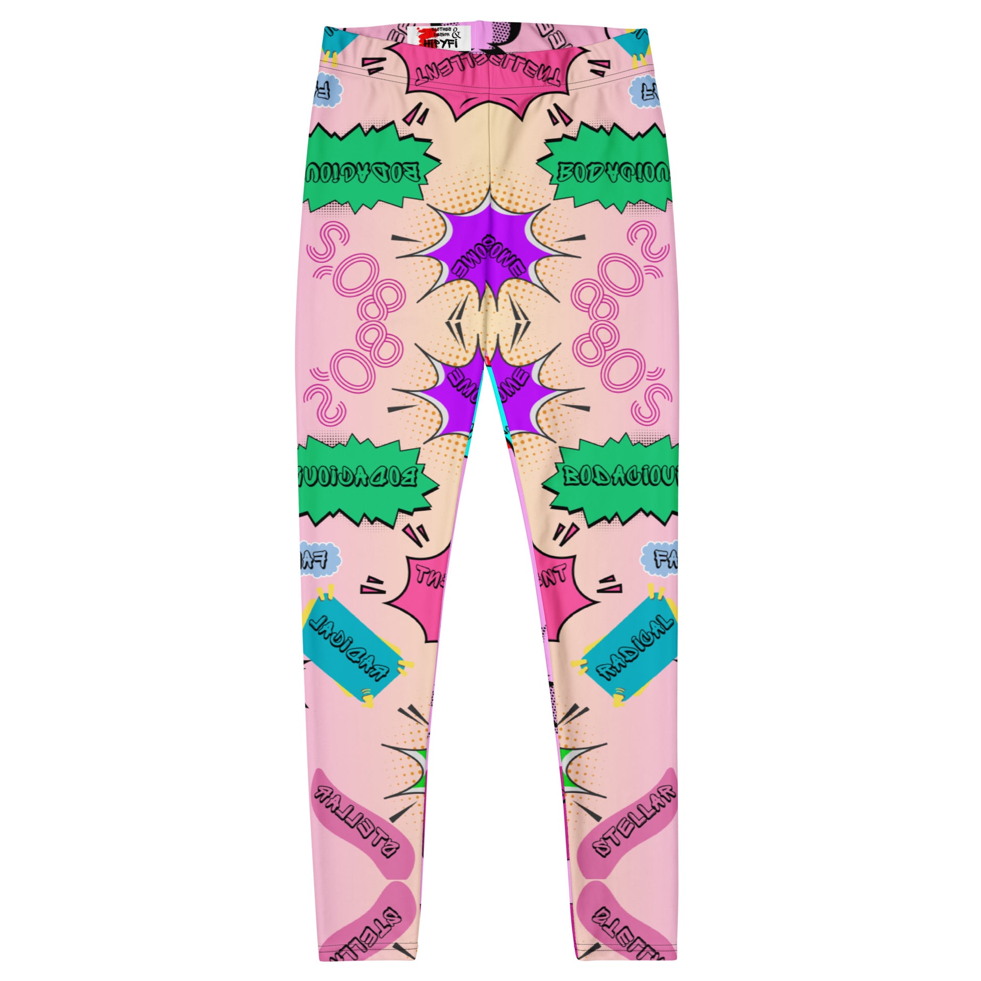 80s comic pop art leggings for women in neon retro colors by Hipyfi Clothes & Design. Front-6