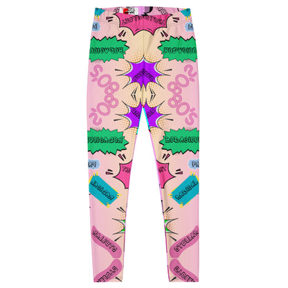 80s comic pop art leggings for women in neon retro colors by Hipyfi Clothes & Design. Front-6