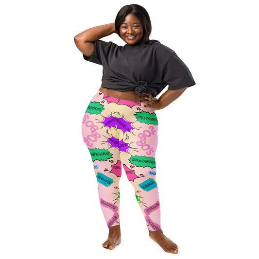 80s comic pop art leggings for women in neon retro colors by Hipyfi Clothes & Design. Front-2