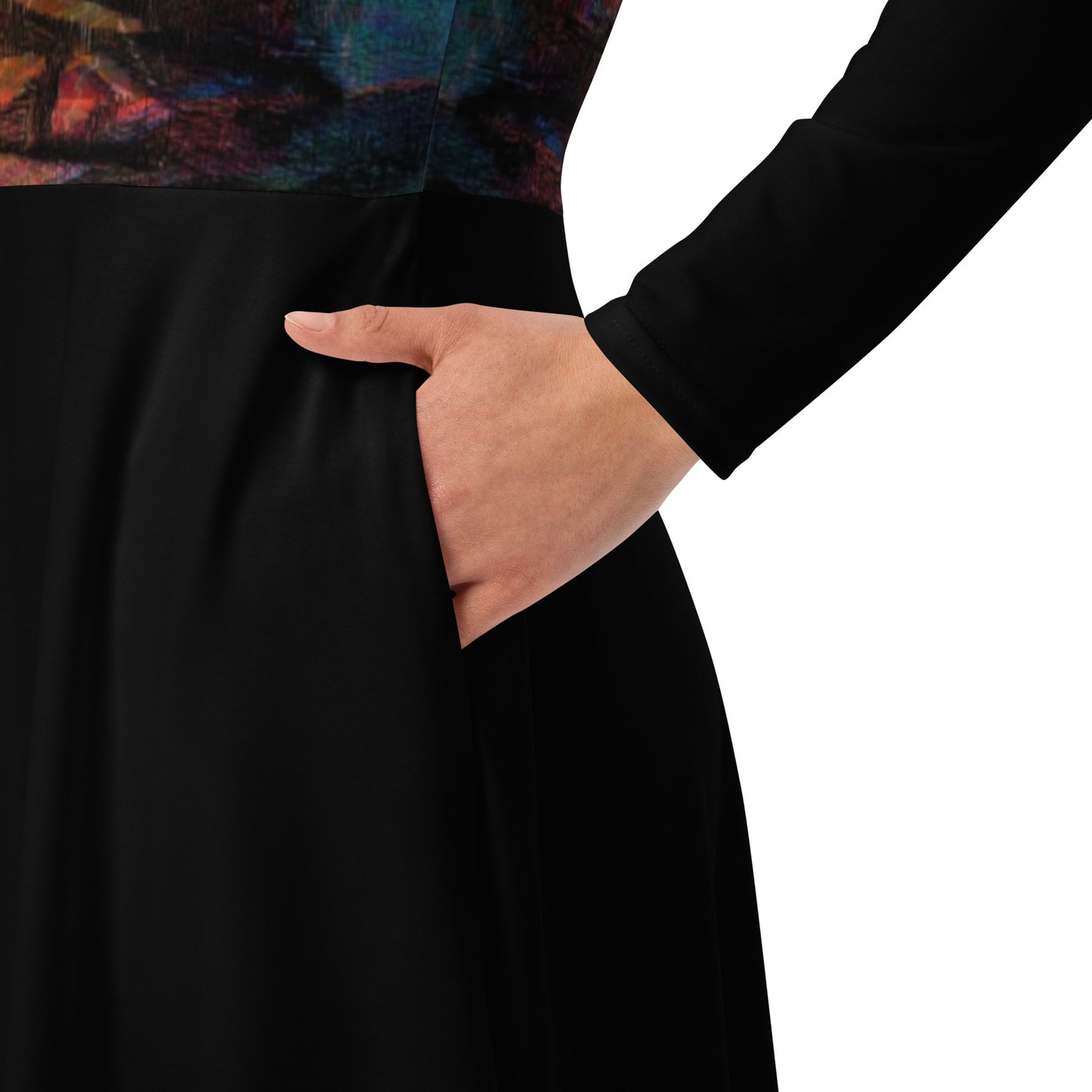Chromatic Dreams Long Sleeve Midi Dress by Hipyfi: Modern art-inspired design for women seeking bold, eco-friendly fashion. product-details