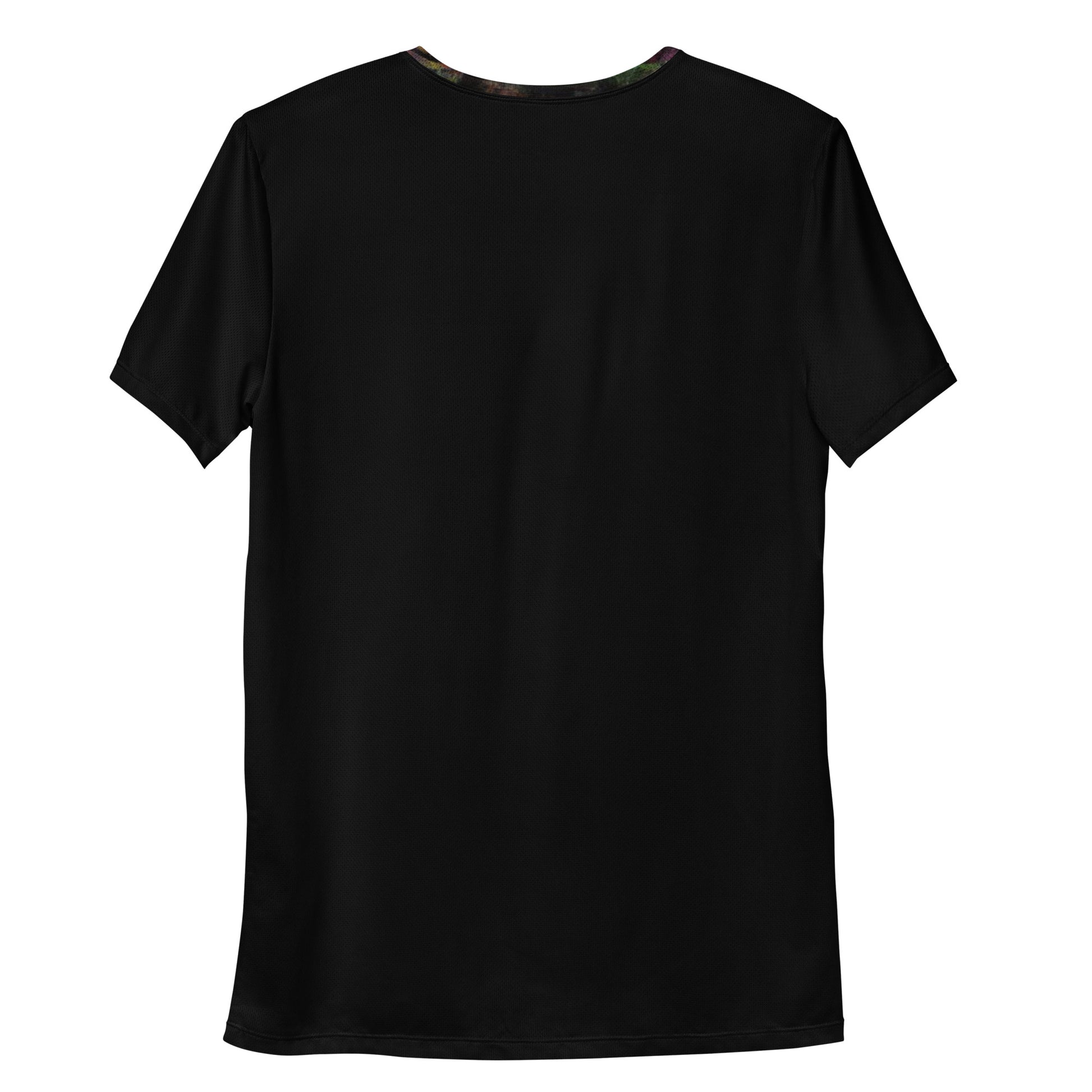 Hipyfi Men's Chromatic Dreams Athletic Tee: Bold abstract design on moisture-wicking performance fabric for gym or streetwear. Back-3
