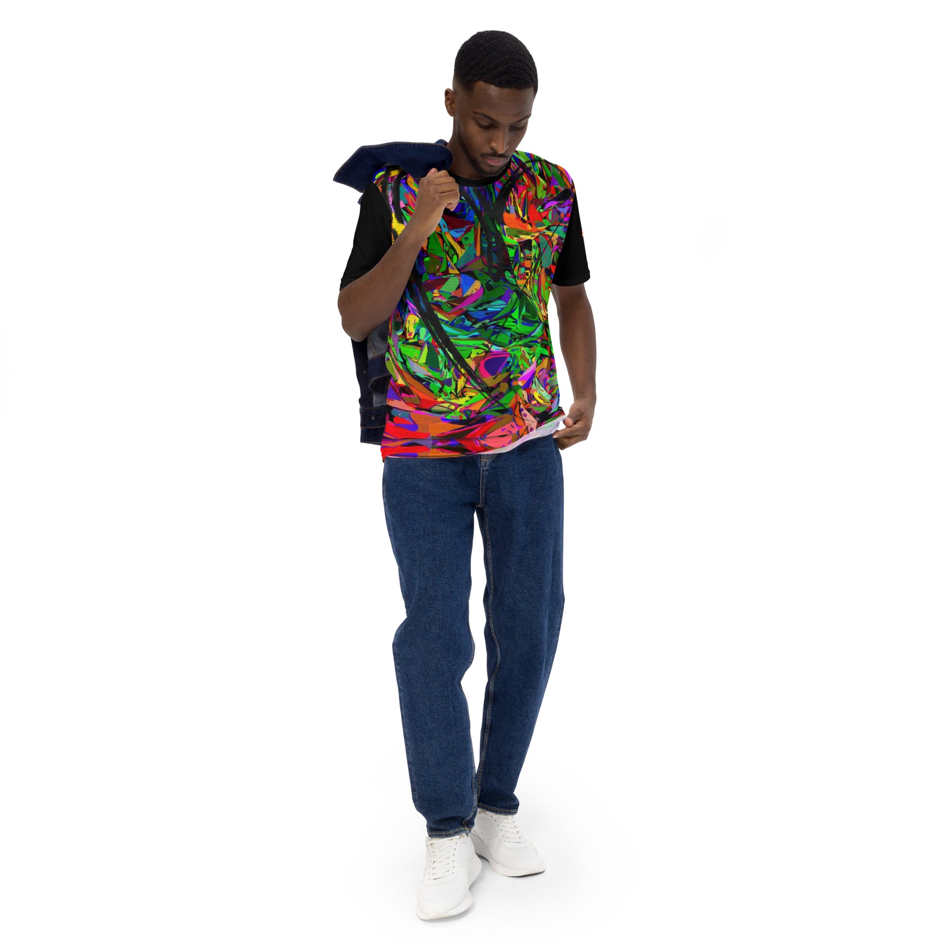 Men's Neon Graphic T-Shirt – Abstract Streetwear Tee by Hipyfi with bold colorful print Front-2