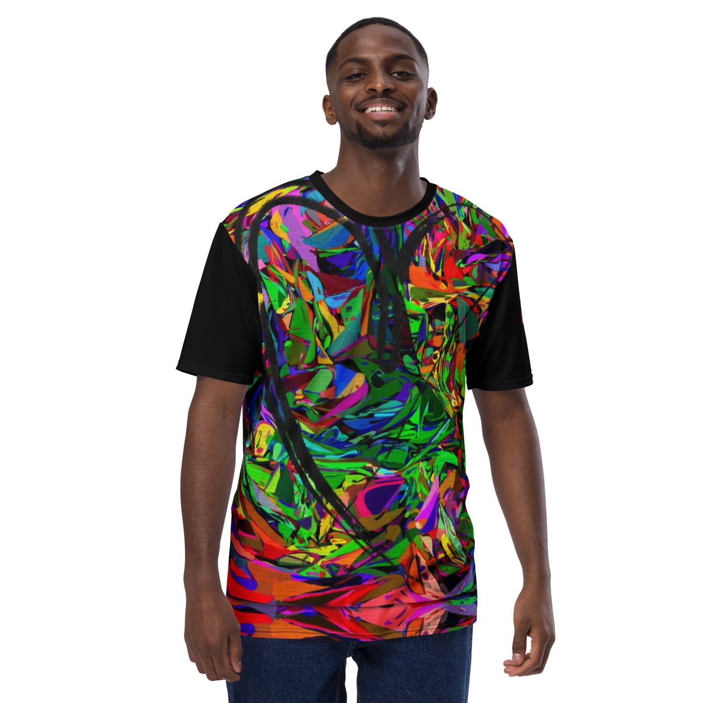 Men's Neon Graphic T-Shirt – Abstract Streetwear Tee by Hipyfi with bold colorful print Front-2-2