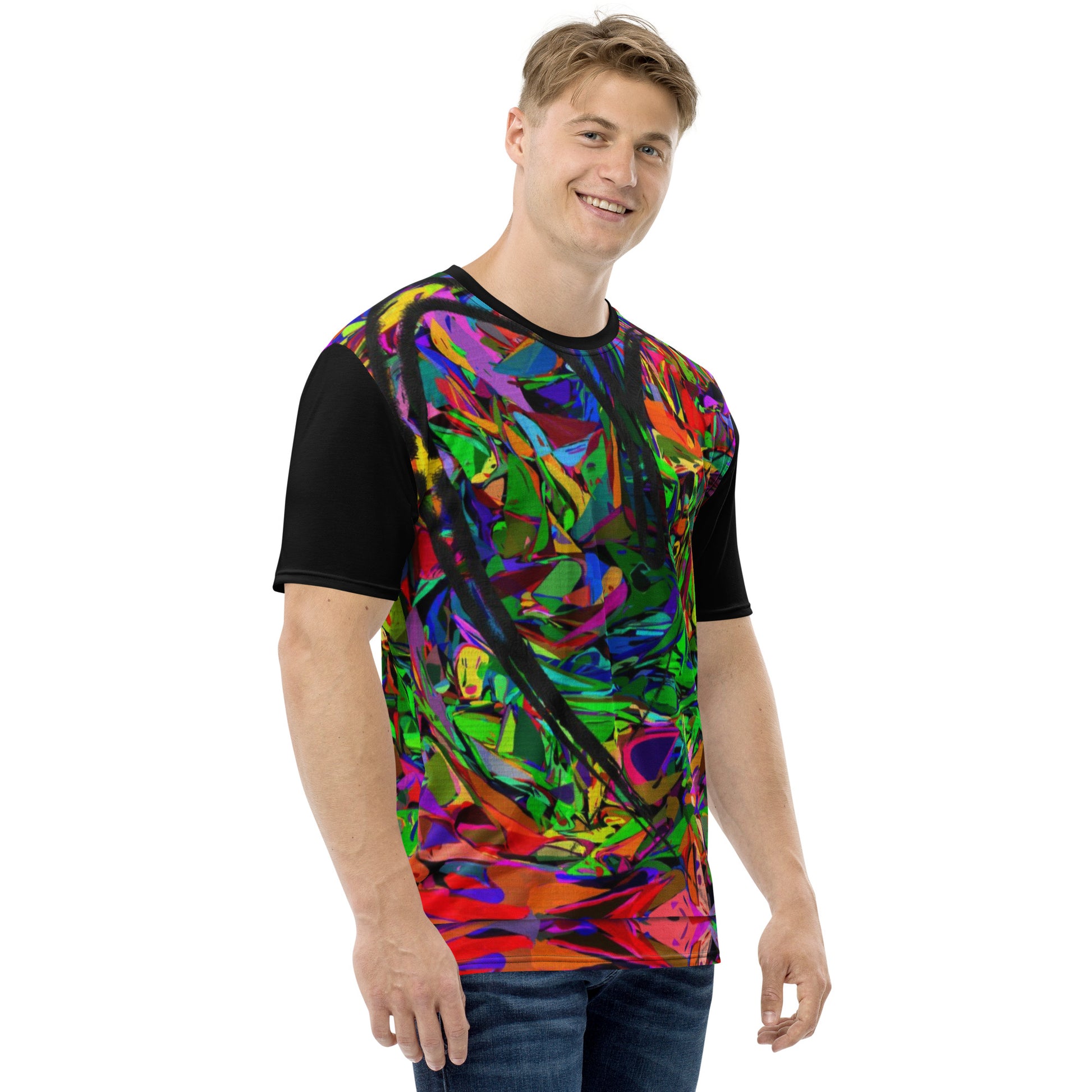 Men's Neon Graphic T-Shirt – Abstract Streetwear Tee by Hipyfi with bold colorful print Right