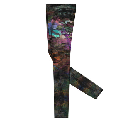 Hipyfi Men's Graphic Leggings with bold abstract art prints in vibrant colors – ideal for gym workouts or streetwear style. Left