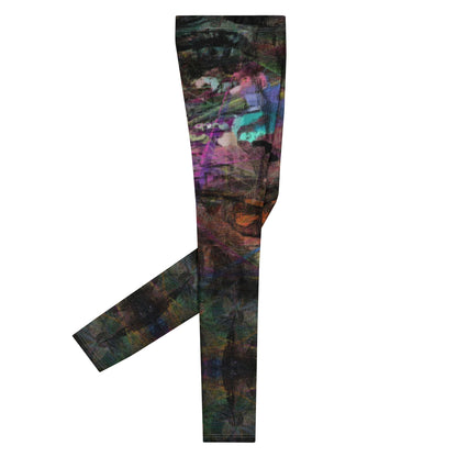 Hipyfi Men's Graphic Leggings with bold abstract art prints in vibrant colors – ideal for gym workouts or streetwear style. Right