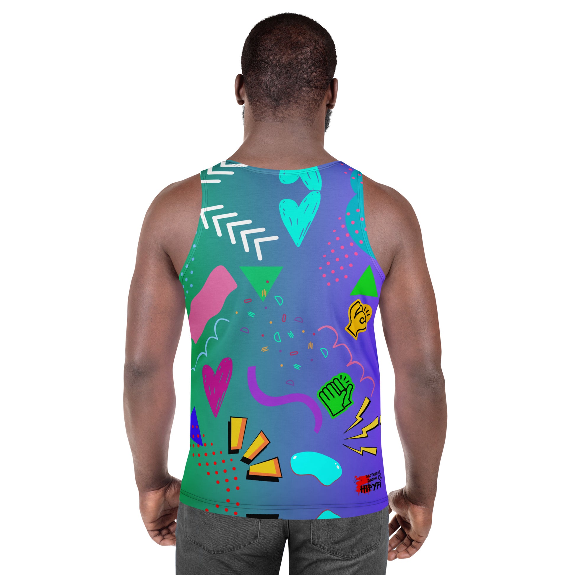 Men’s 80s Pop Art Tank Top with Neon Memphis Design – Hipyfi Clothes & Design. back-2