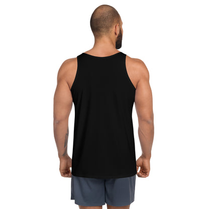 Hipyfi Chromatic Dreams Men's Tank Top featuring bold colors and dynamic brushstroke patterns, blending style and modern fashion. Back-3