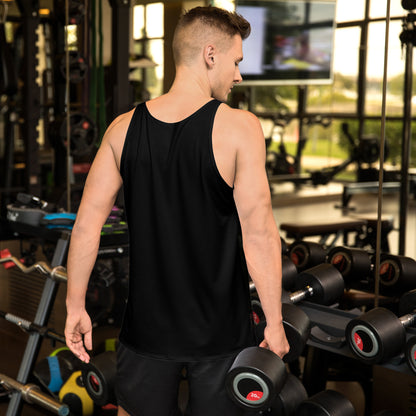 Hipyfi Chromatic Dreams Men's Tank Top featuring bold colors and dynamic brushstroke patterns, blending style and modern fashion. Back