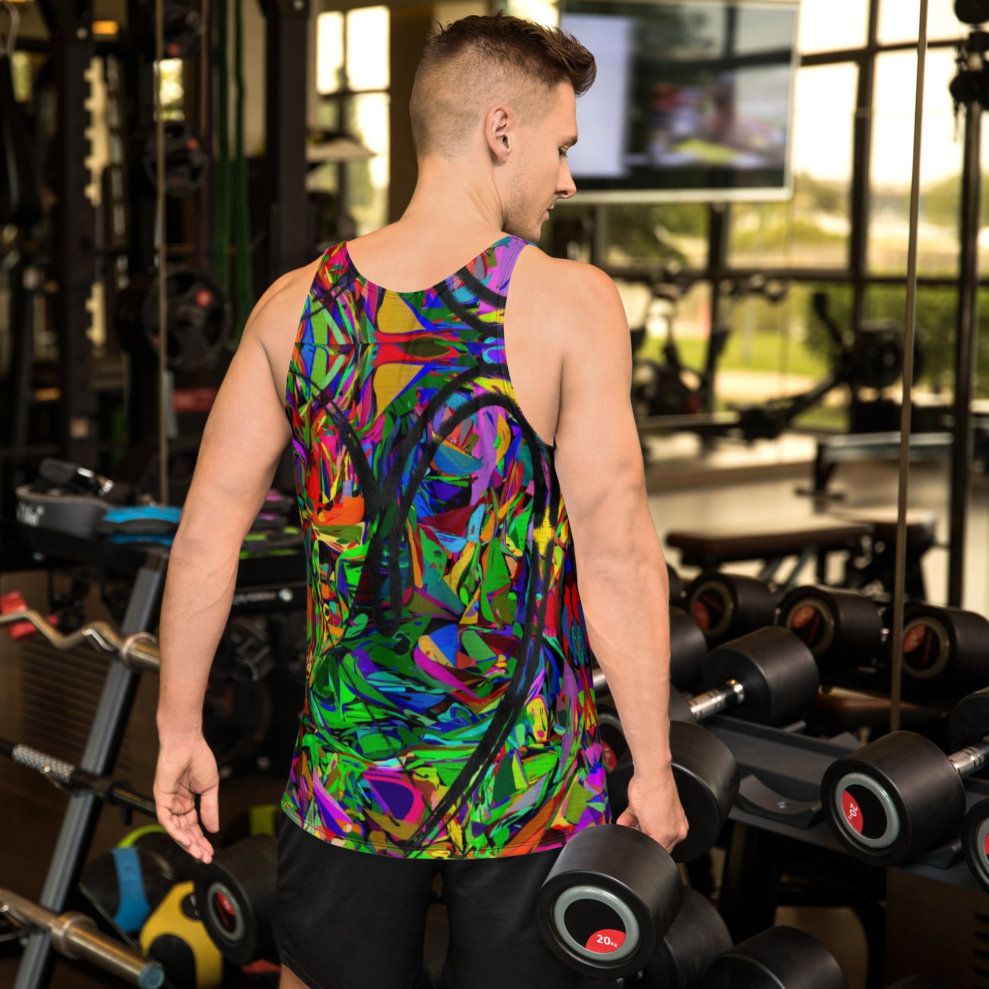 Neon Mythos Men's Street Art Tank Top - Abstract colorful graphic design by Hipyfi Clothes & Design Back
