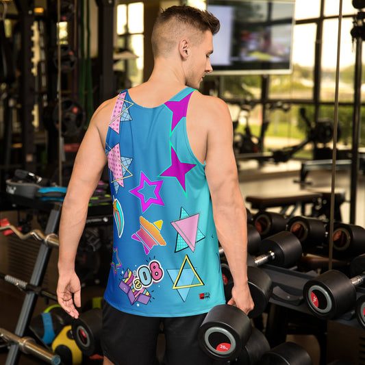 80s Pop Slang Men's Tank Top – Retro comic-style graphic sleeveless shirt by Hipyfi Clothes & Design. Back