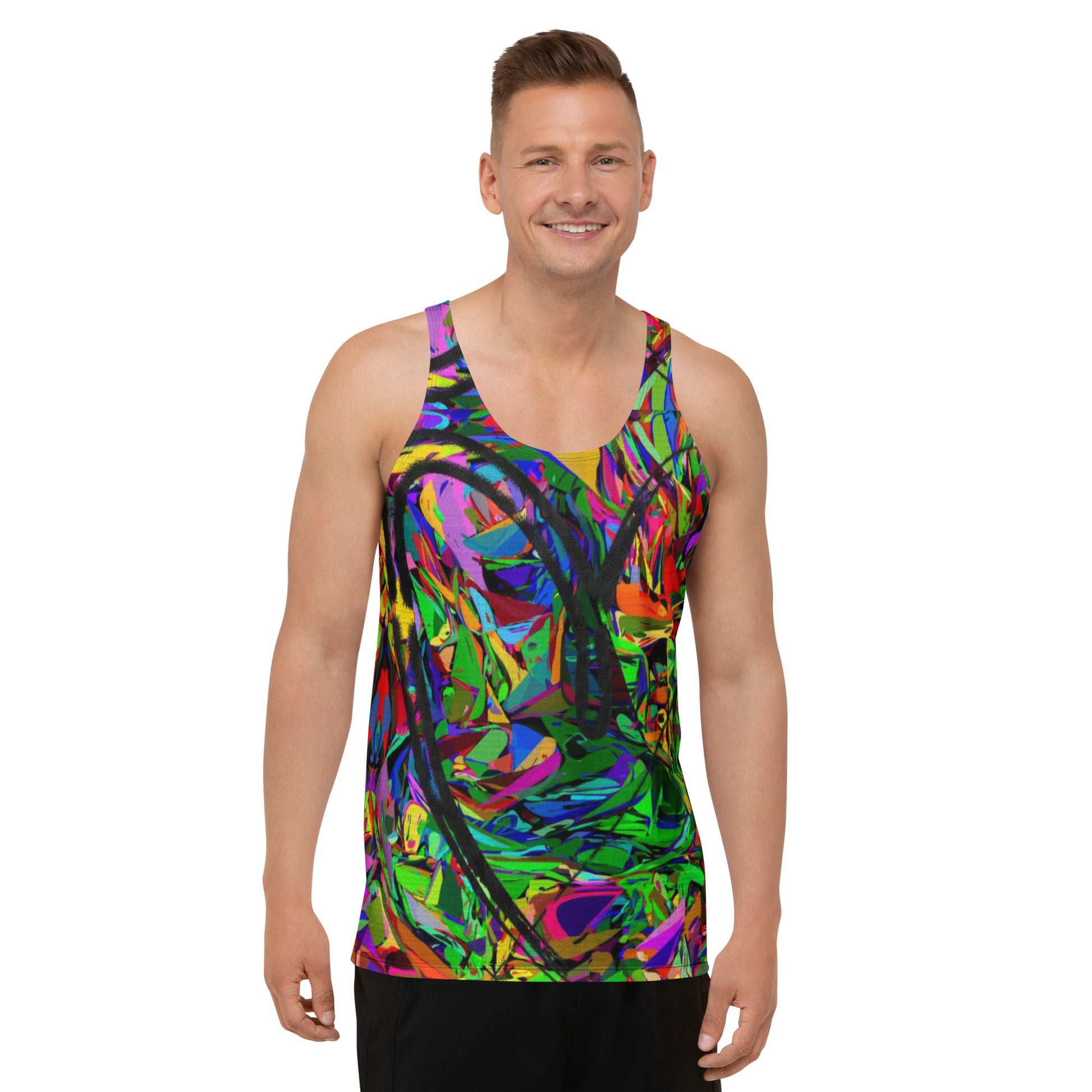 Neon Mythos Men's Street Art Tank Top - Abstract colorful graphic design by Hipyfi Clothes & Design Front-3