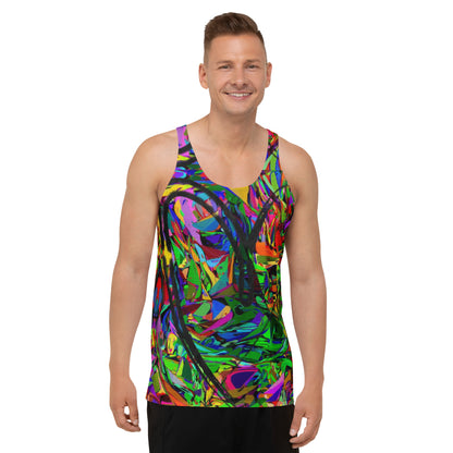 Neon Mythos Men's Street Art Tank Top - Abstract colorful graphic design by Hipyfi Clothes & Design Front-3