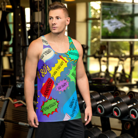 Men’s 80s Pop Art Tank Top with Neon Memphis Design – Hipyfi Clothes & Design. front
