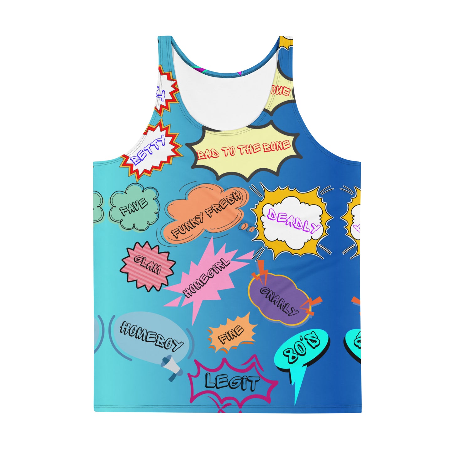 80s Pop Slang Men's Tank Top – Retro comic-style graphic sleeveless shirt by Hipyfi Clothes & Design. Front-6