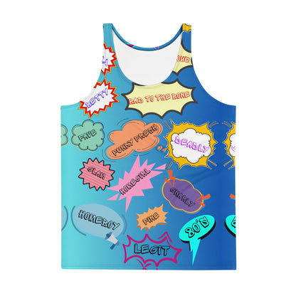 80s Pop Slang Men's Tank Top – Retro comic-style graphic sleeveless shirt by Hipyfi Clothes & Design. Front-6