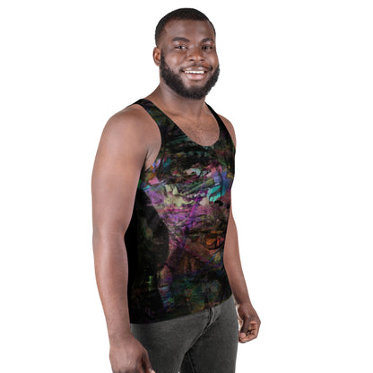 Hipyfi Chromatic Dreams Men's Tank Top featuring bold colors and dynamic brushstroke patterns, blending style and modern fashion. Right-front-3