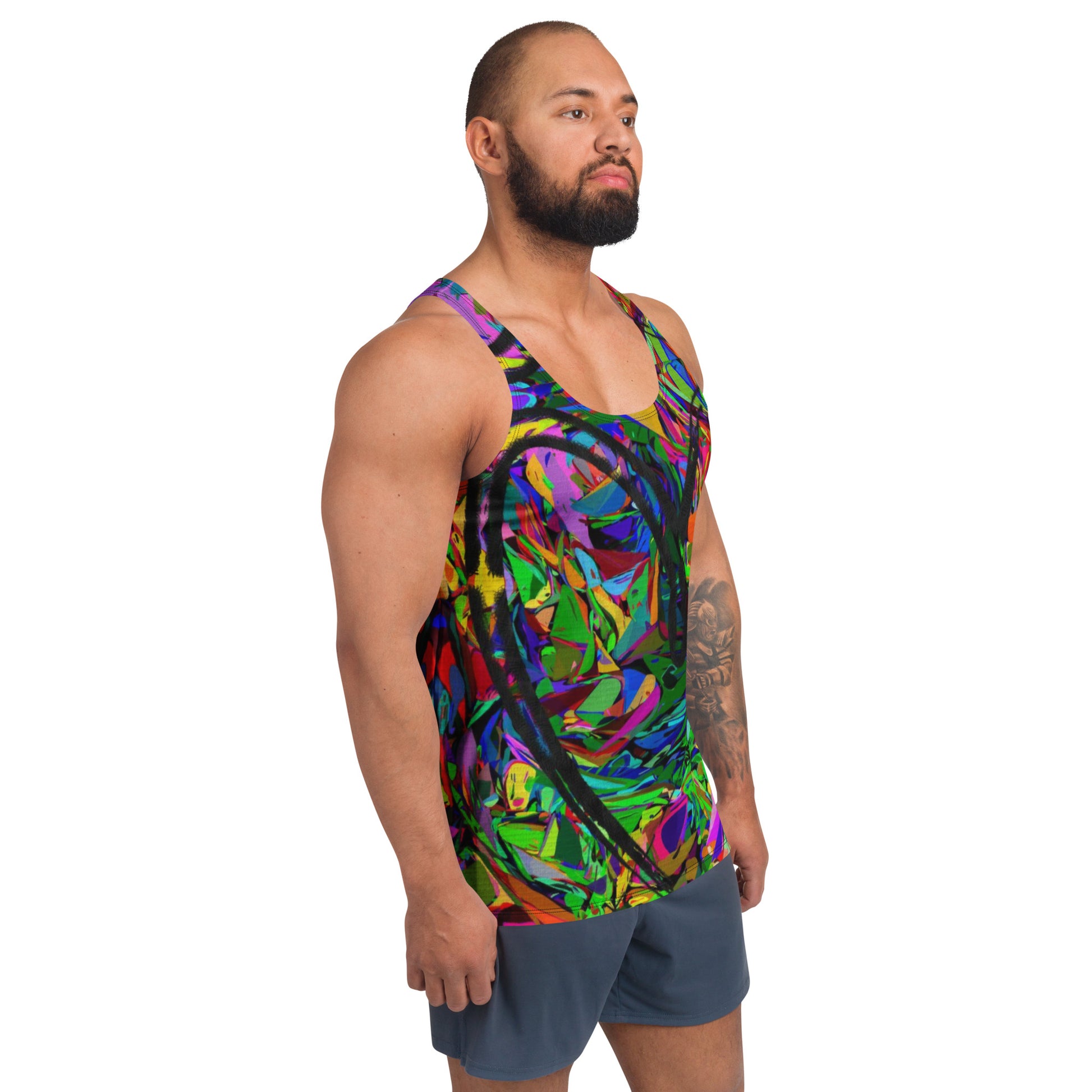 Neon Mythos Men's Street Art Tank Top - Abstract colorful graphic design by Hipyfi Clothes & Design right-front-2